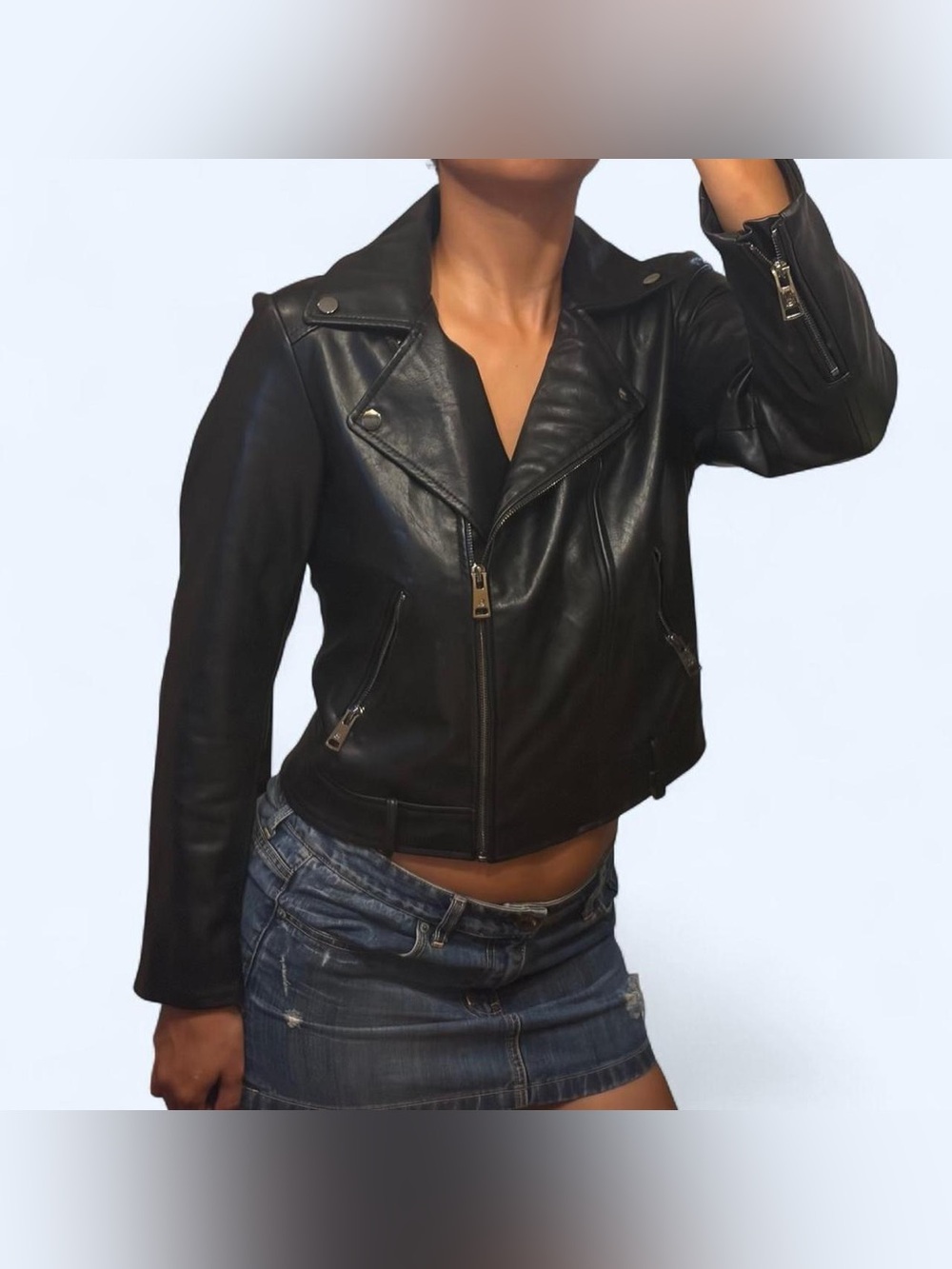 Goth Black Leather Biker Jacket by Elodie!